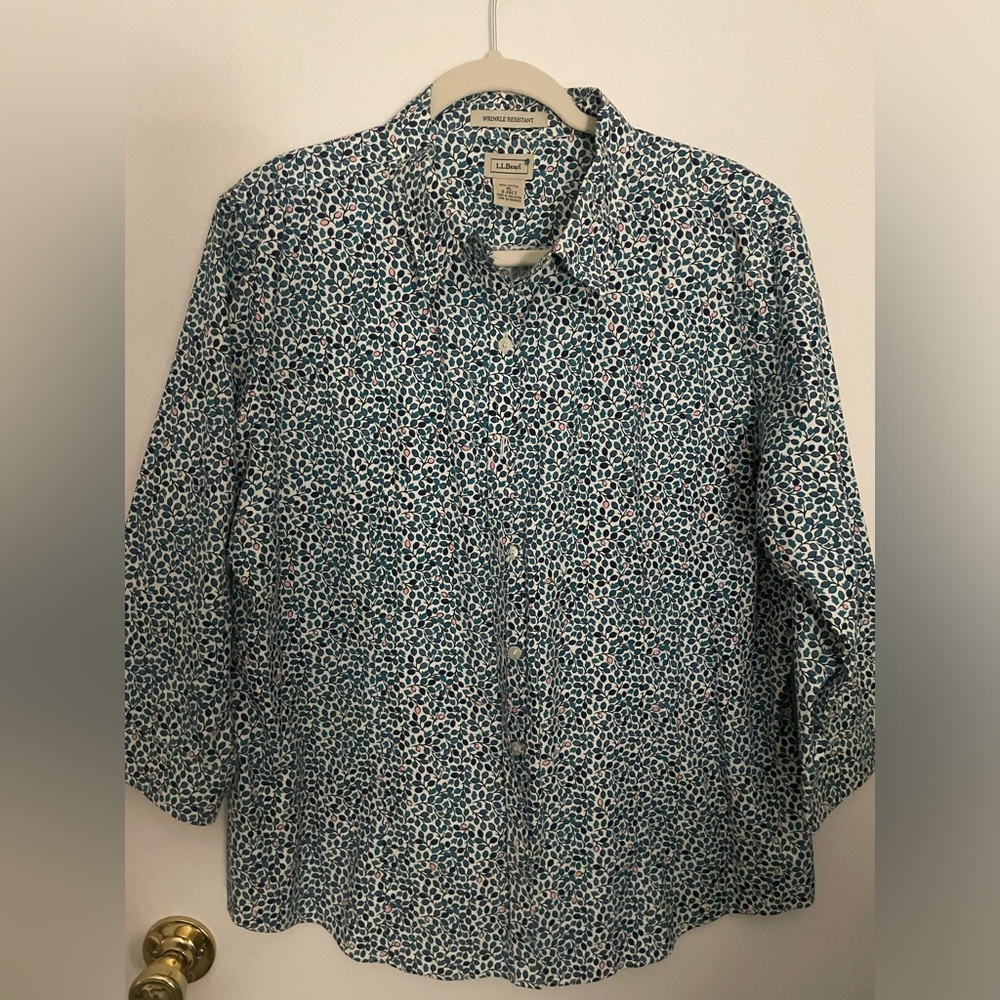 LL Bean floral button up shirt. NWOT.